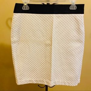 White Textured Midi Skirt